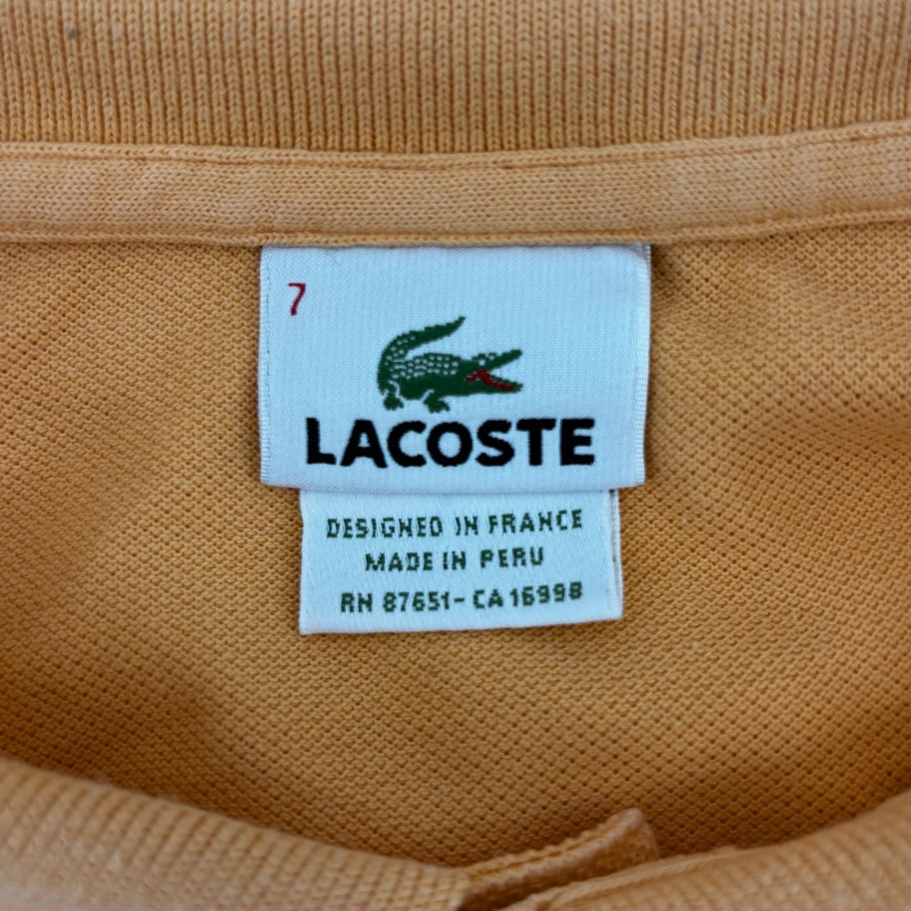 Lacoste Mens Peach/Orange Short Sleeve Preppy Polo Size 7 - Picture 5 of 8